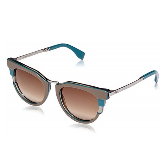 FENDI Teal Gray Cat Eye Metropolis Sunglasses - Picture 1 of 8
